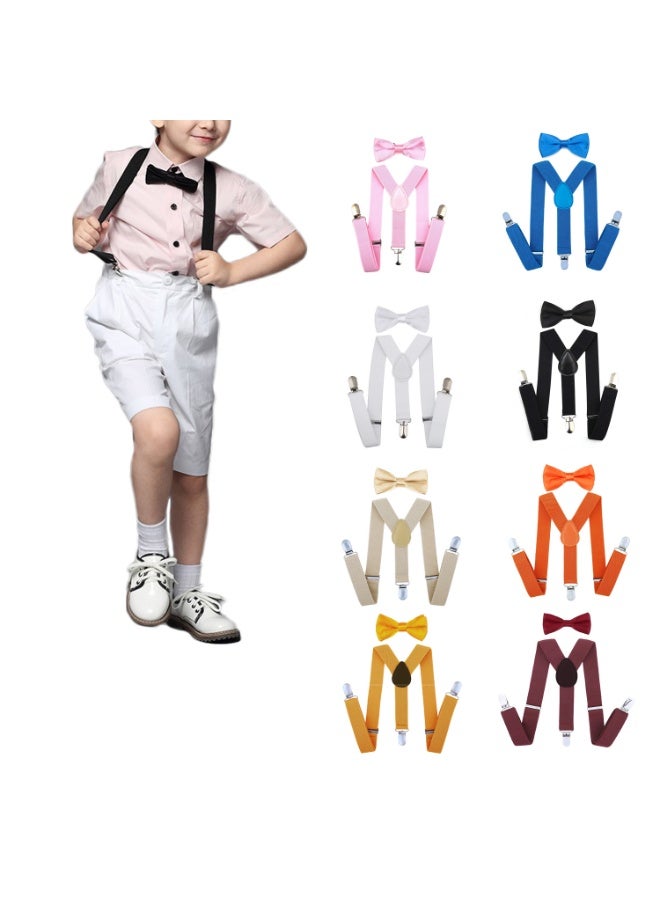 Child Kids Clip-on Suspenders Elastic Y-Shape Adjustable with Clips and Bow Tie Set for Boys and Girls - Image 3